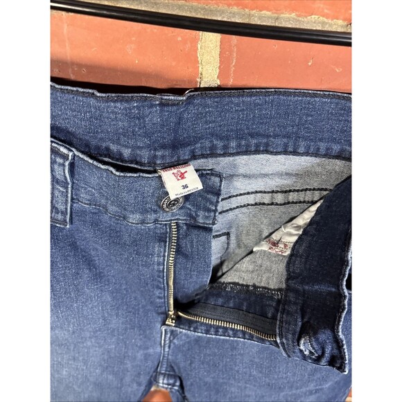 True Religion Ricky Relaxed Straight Blue Jeans Mens Stretch Size 36, Real 37x30 - Picture 6 of 9